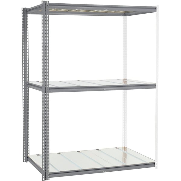 Global Industrial High Cap. Add-On Rack 60Wx48Dx84H 3 Levels Steel Deck 1300lb Per Level GRY 581015GY - main